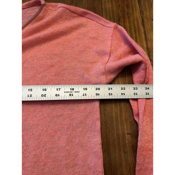 Soft Surrounding Women’s Valentina Zip Sweater Pink Size Medium Knit Top V-neck - Picture 9 of 10